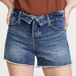 256. NWT! Good American Cut-Off Fold Over Waist Denim Shorts| 6/28 SMALL FLAW